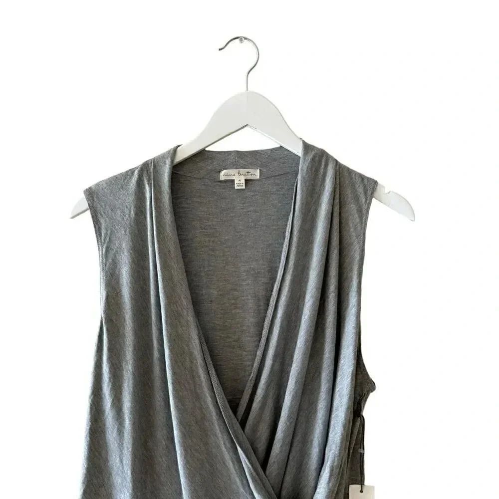 Nine Britton Solid Gray Wrap Front Crossover Fron… - image 3